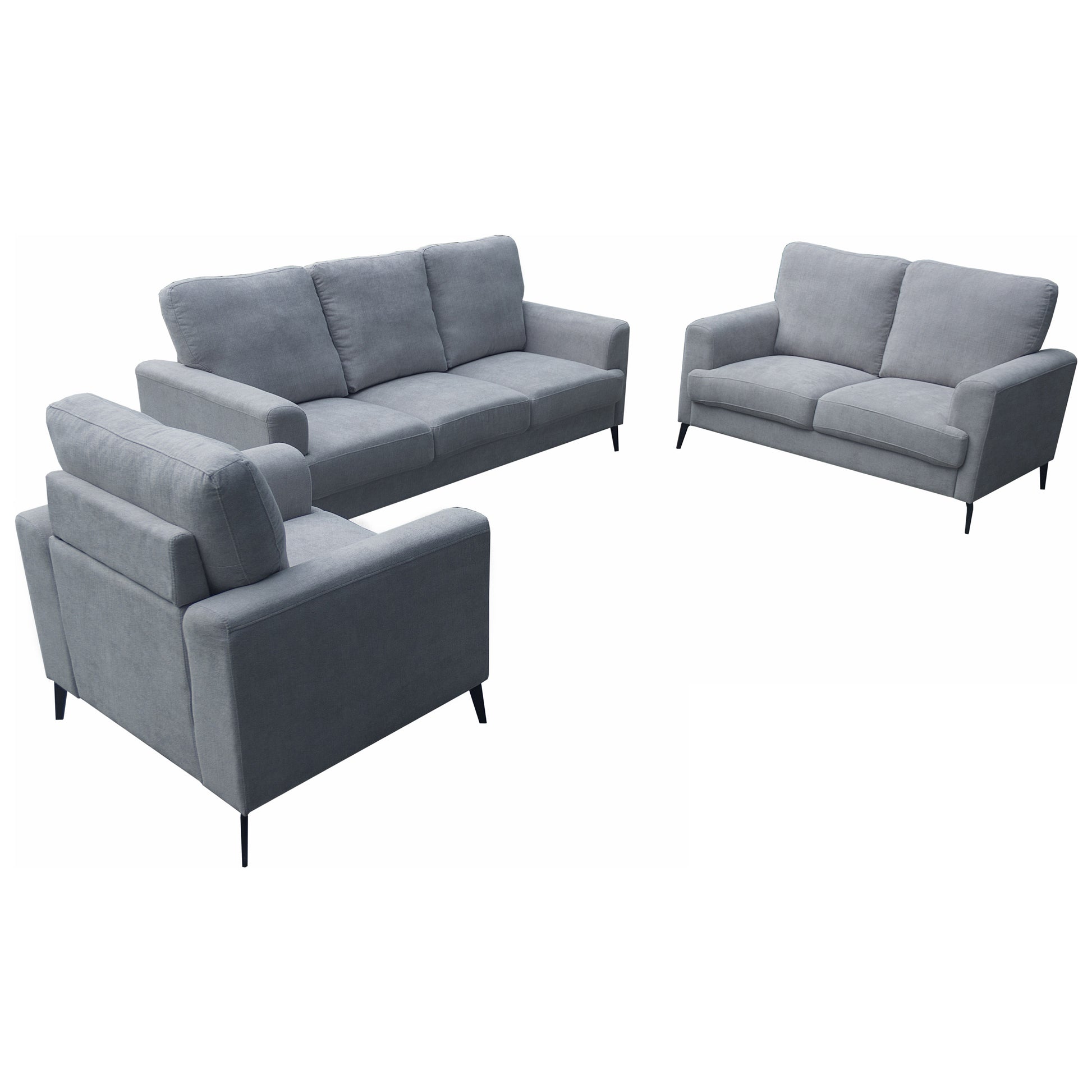 Jackson 84.5" Gray Chenille Sofa Loveseat Chair Living Room Set Gray Chenille