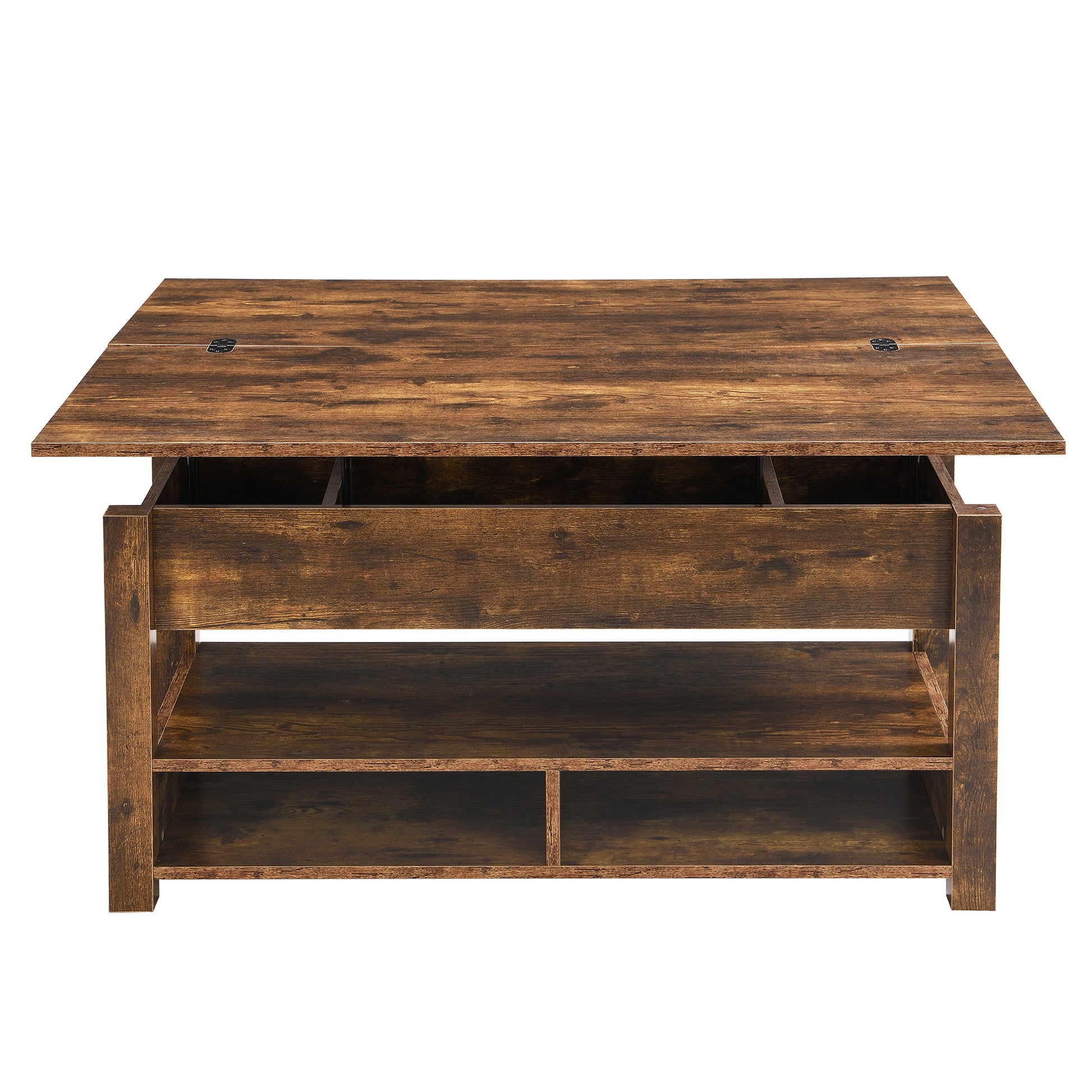 Lift Top Coffee Table, Multi Functional Coffee Table With Open Shelves, Modern Lift Tabletop Dining Table For Living Room, Home Office, Rustic Brown Rustic Brown Primary Living Space Particle Board