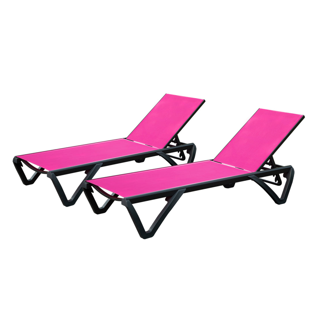 Outdoor Lounge Chair, 2 Pieces Aluminum Plastic Patio Chaise Lounge With 5 Position Adjustable Backrest And Wheels, All Weather Reclining Chair For Outdoor, Beach, Yard, Pool, Rose Red Rose Red Aluminum