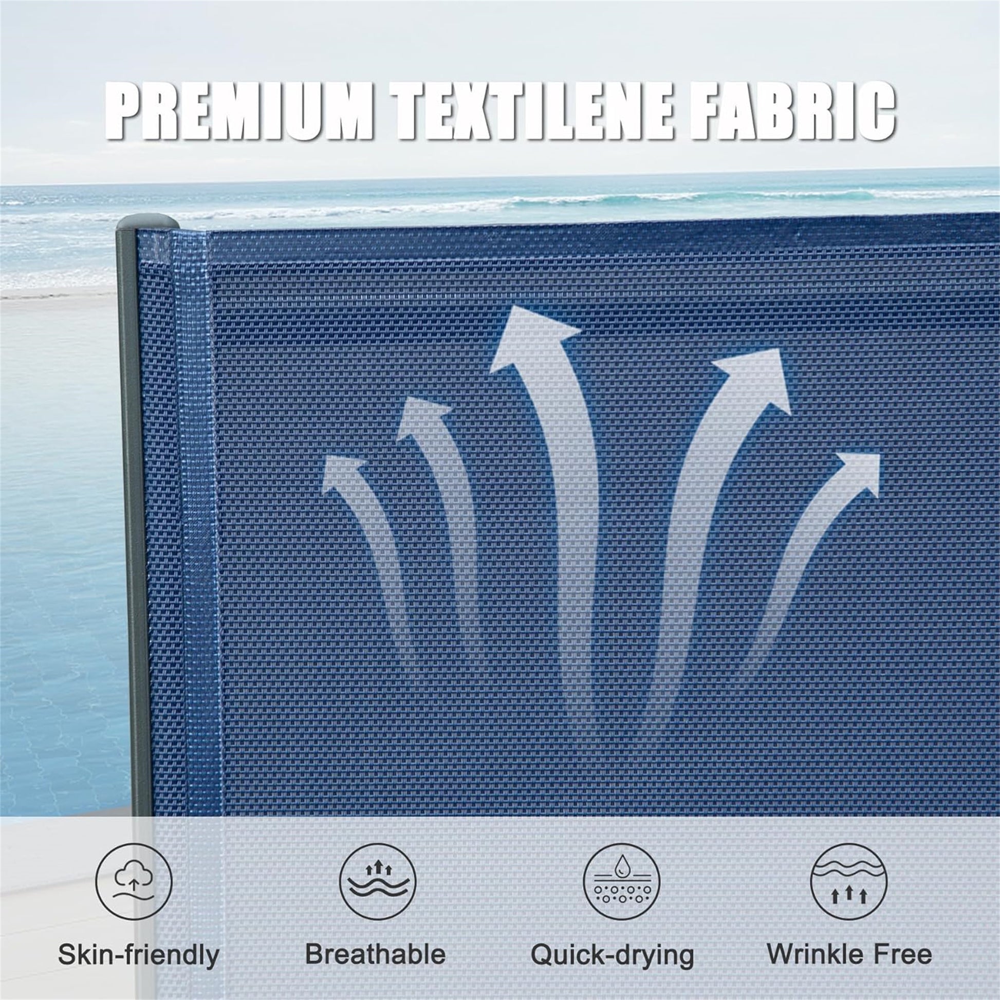 Outdoor Lounge Chair, Aluminum Plastic Patio Chaise Lounge With Side Table & 5 Position Adjustable Backrest & Wheels, All Weather Reclining Chair For Outside Beach Poolside Lawn, Navy Blue Navy Blue Aluminum