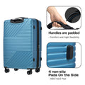 Hardshell Luggage Sets 3 Piece Double Spinner 8 Wheels Suitcase With Tsa Lock Lightweight 20''24''28'' Blue Abs