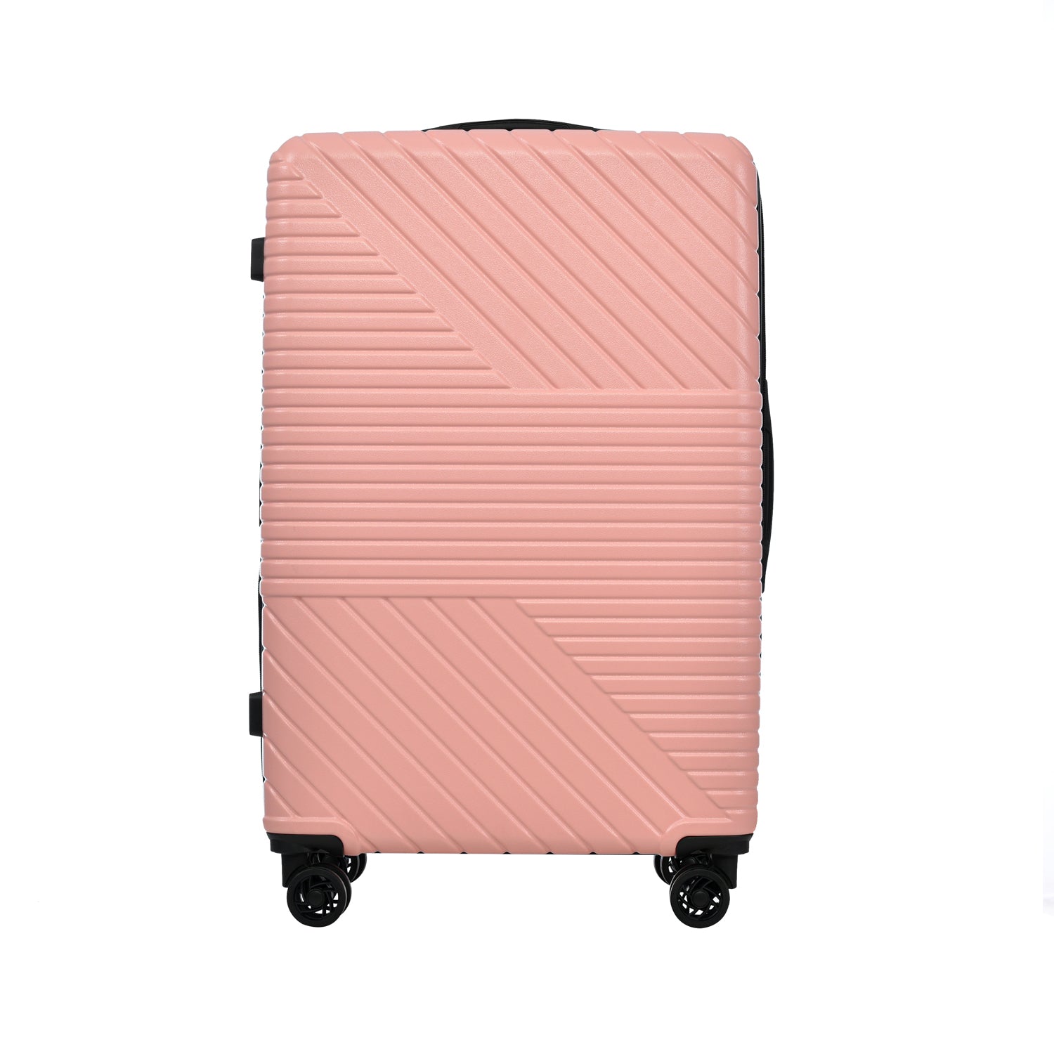 Hardshell Luggage Sets 3 Piece double spinner 8 wheels pink-abs
