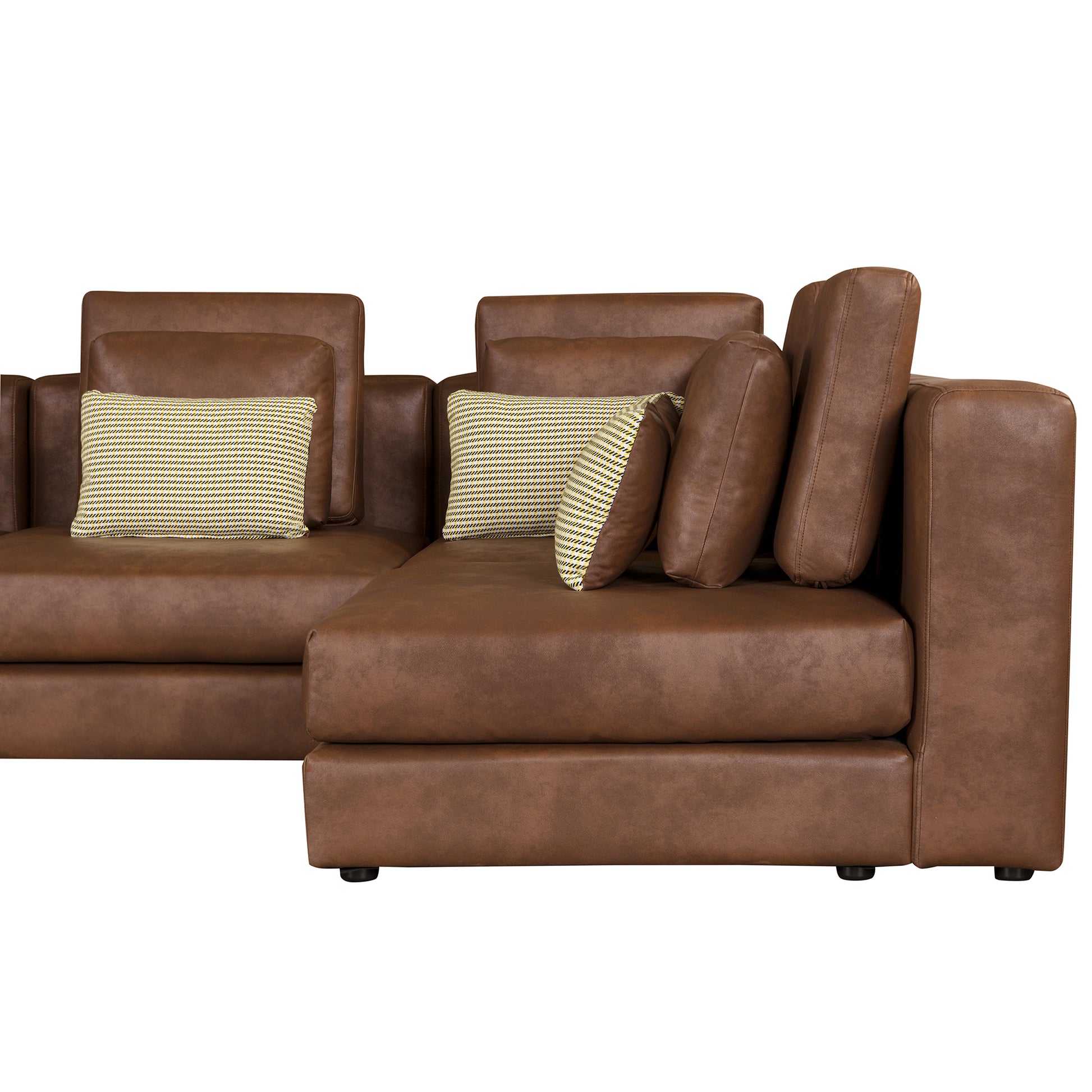 112.7" Modular Sectional Sofa Corner Sofa Chaise Lounge With Movable Ottoman For Living Room, Brown Brown Foam Palomino Fabric