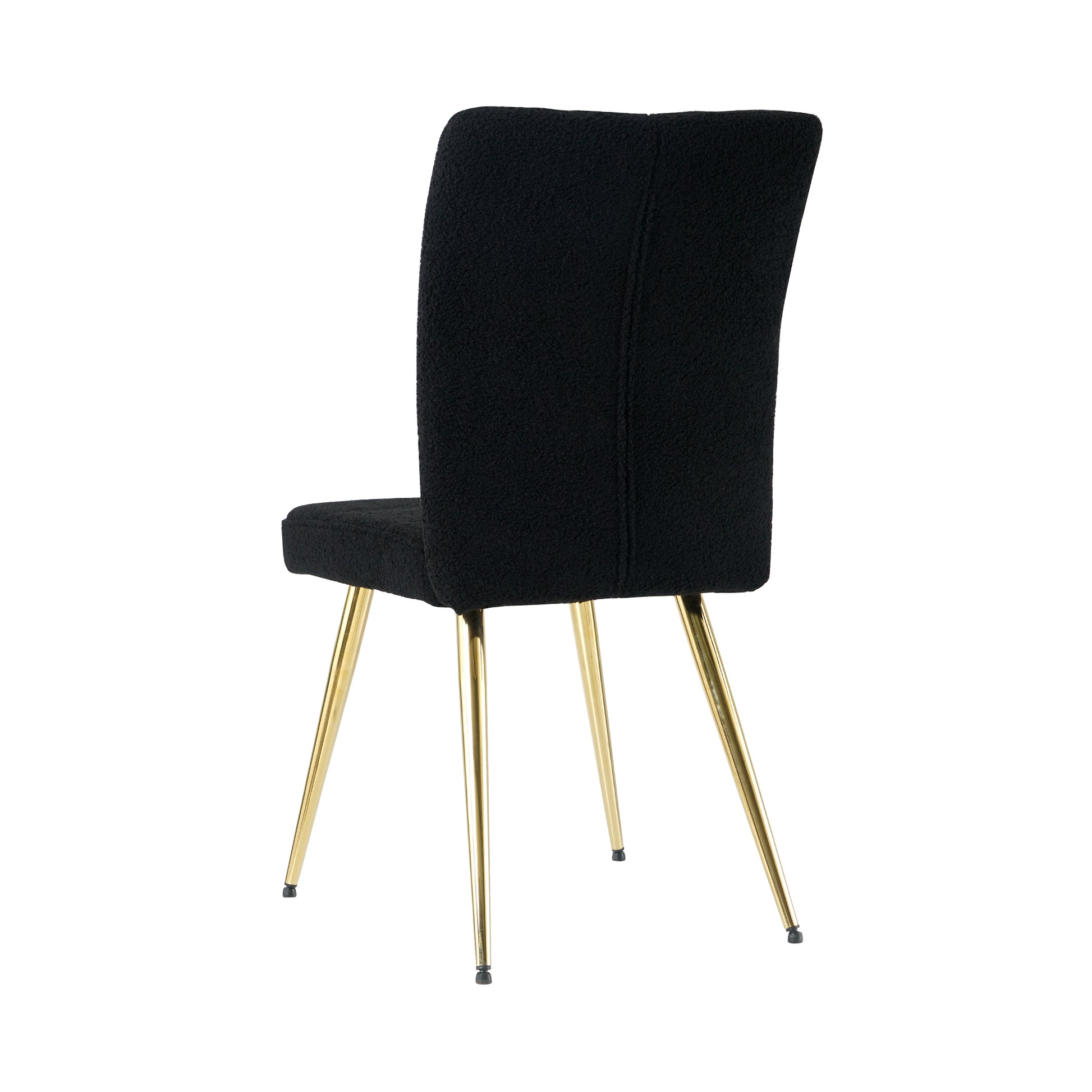 Modern Black Teddy Wool Dining Chair, Upholstered Chair With Fabric Accent Side Chair With Gold Plated Metal Legs For Family Furniture Living Room, Bedroom, Kitchen, Dining Room Set Of 4 Black Metal