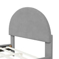 Full Size Upholstered Platform Bed With Classic Semi Circle Shaped Headboard And Mental Legs, Velvet, Gray Gray Velvet