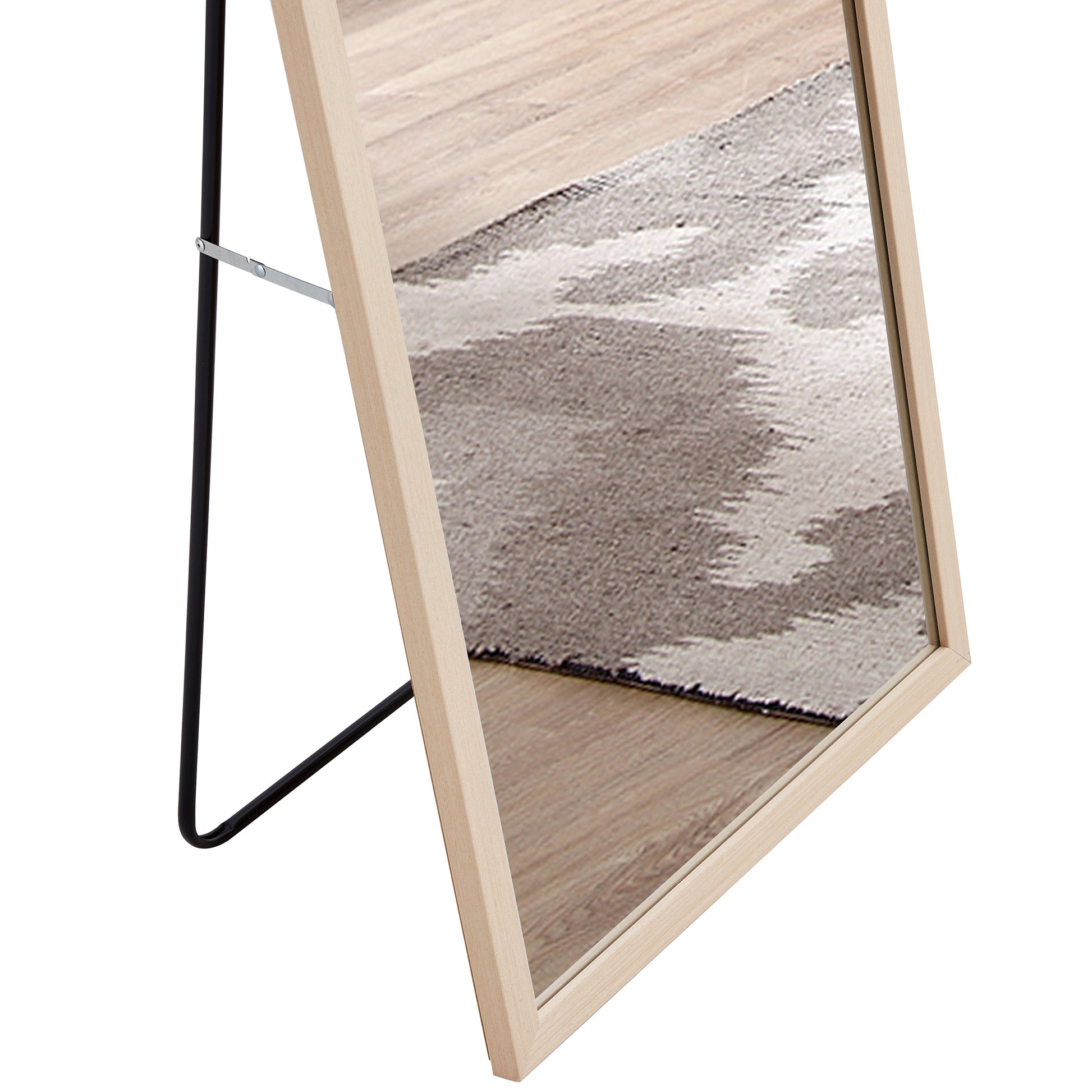 Third Generation Packaging Upgrade, Thickened Border, Full Length Mirror, Dressing Mirror, Bedroom Entrance, Decorative Mirror, Clothing Store, Mirror.65"*22.8" Light Oak Solid Wood