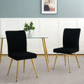 Modern Black Teddy Wool Dining Chair, Upholstered Chair With Fabric Accent Side Chair With Gold Plated Metal Legs For Family Furniture Living Room, Bedroom, Kitchen, Dining Room Set Of 4 Black Metal