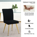 Modern Black Teddy Wool Dining Chair, Upholstered Chair With Fabric Accent Side Chair With Gold Plated Metal Legs For Family Furniture Living Room, Bedroom, Kitchen, Dining Room Set Of 4 Black Metal