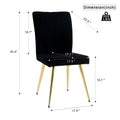 Modern Black Teddy Wool Dining Chair, Upholstered Chair With Fabric Accent Side Chair With Gold Plated Metal Legs For Family Furniture Living Room, Bedroom, Kitchen, Dining Room Set Of 4 Black Metal