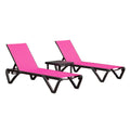 Outdoor Lounge Chair, Aluminum Plastic Patio Chaise Lounge With Side Table & 5 Position Adjustable Backrest & Wheels, All Weather Reclining Chair For Outside Beach Poolside Lawn, Rose Red Rose Red Aluminum