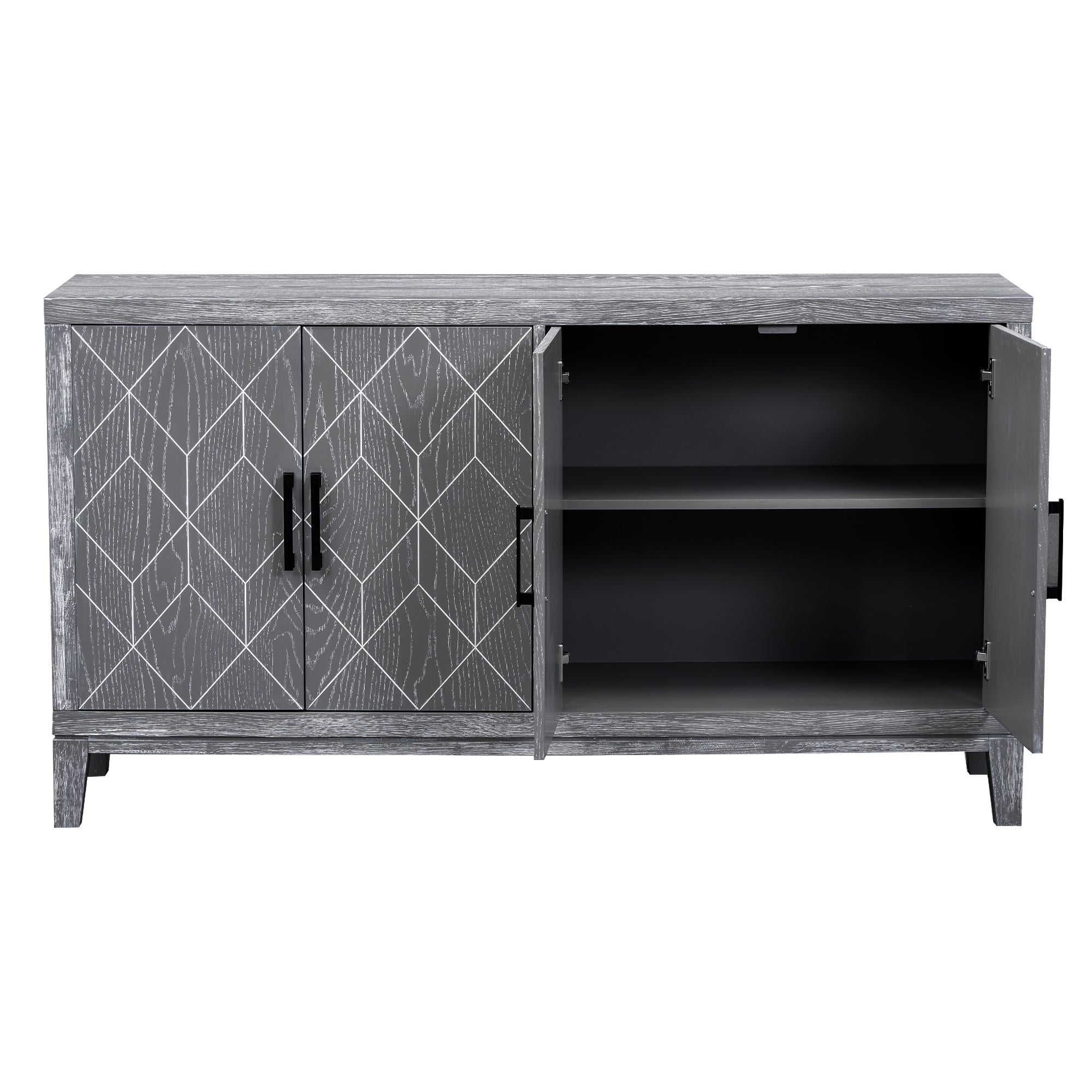 4 door Retro Sideboard with Adjustable Shelves light gray-mdf