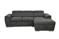 97 Inch Convertible Sectional Sofa With Storage Chaise, Adjustable Headrests, Contemporary L Shaped Sleeper Corner Sectional Sofa With A Pull Out Bed ,Gray Light Brown Wood Primary Living Space Heavy Duty Eucalyptus 3 Seat Gray Microfiber Soft Cushion