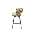 Technical Leather Woven Bar Stool Set Of 2,Black Legs Barstools No Adjustable Kitchen Island Chairs,360 Swivel Bar Stools Upholstered Counter Stool Arm Chairs With Back Footrest, Light Brown Metal Light Brown Kitchen Dining Chairs Foam Technical Leather