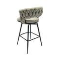 Bar Chair Linen Woven Bar Stool Set Of 2,Black Legs Barstools No Adjustable Kitchen Island Chairs,360 Swivel Bar Stools Upholstered Bar Chair Counter Stool Arm Chairs With Back Footrest, Grey Metal Grey Kitchen Dining Chairs Foam Linen