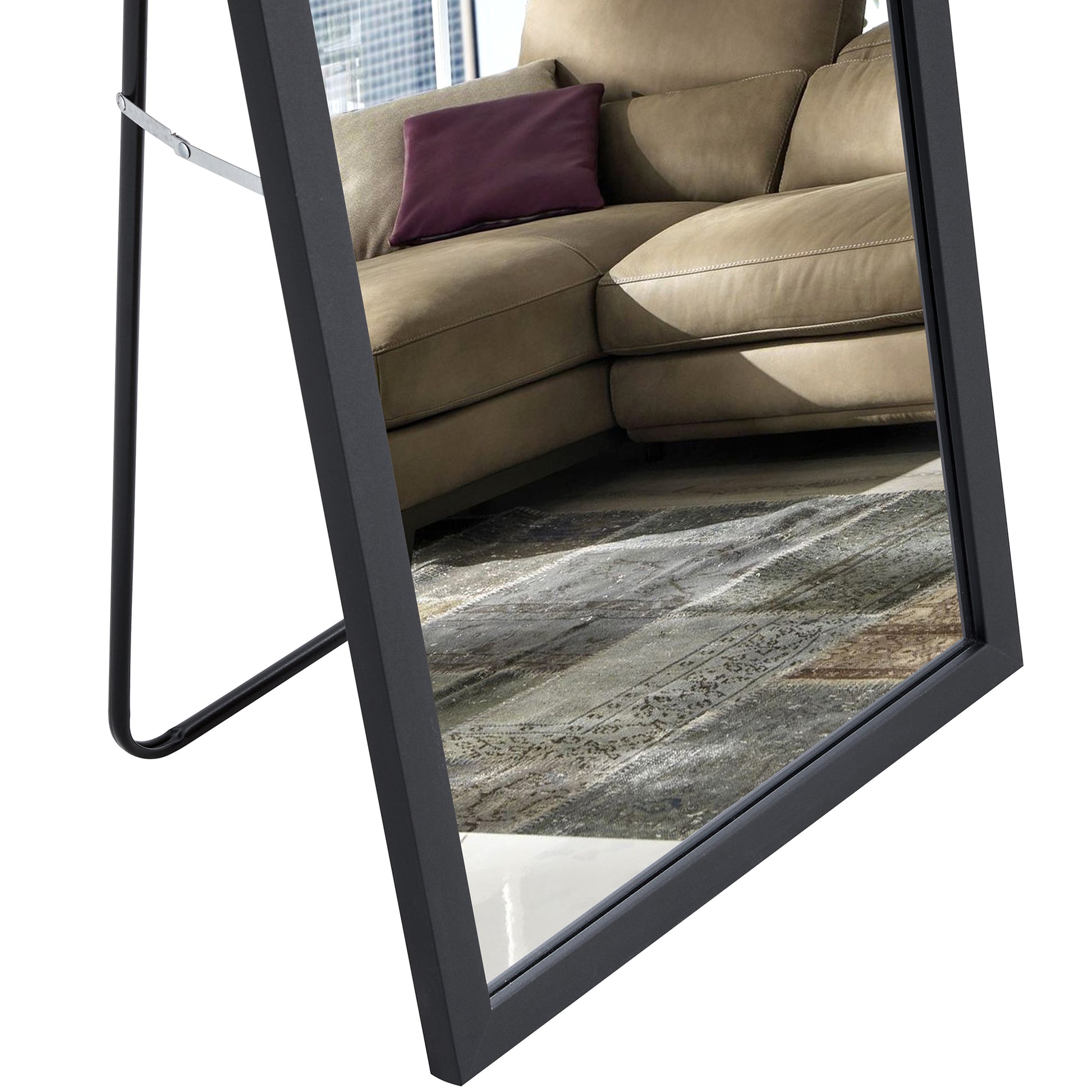 Third Generation, Black Thick Wooden Frame Full Body Mirror, Large Floor Standing Mirror, Dressing Mirror, Decorative Mirror, Suitable For Bedrooms, Living Rooms, Clothing Stores57.9"*18.1" Black Solid Wood