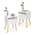 2 Piece Modern Bedside Table, Bedroom Coffee Table With Drawers, Shelves, Living Room Bedside Furniture, White White Particle Board