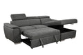 97 Inch Convertible Sectional Sofa With Storage Chaise, Adjustable Headrests, Contemporary L Shaped Sleeper Corner Sectional Sofa With A Pull Out Bed ,Gray Light Brown Wood Primary Living Space Heavy Duty Eucalyptus 3 Seat Gray Microfiber Soft Cushion