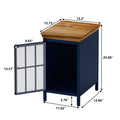Nightstand with Storage Cabinet & Solid Wood Tabletop blue-iron