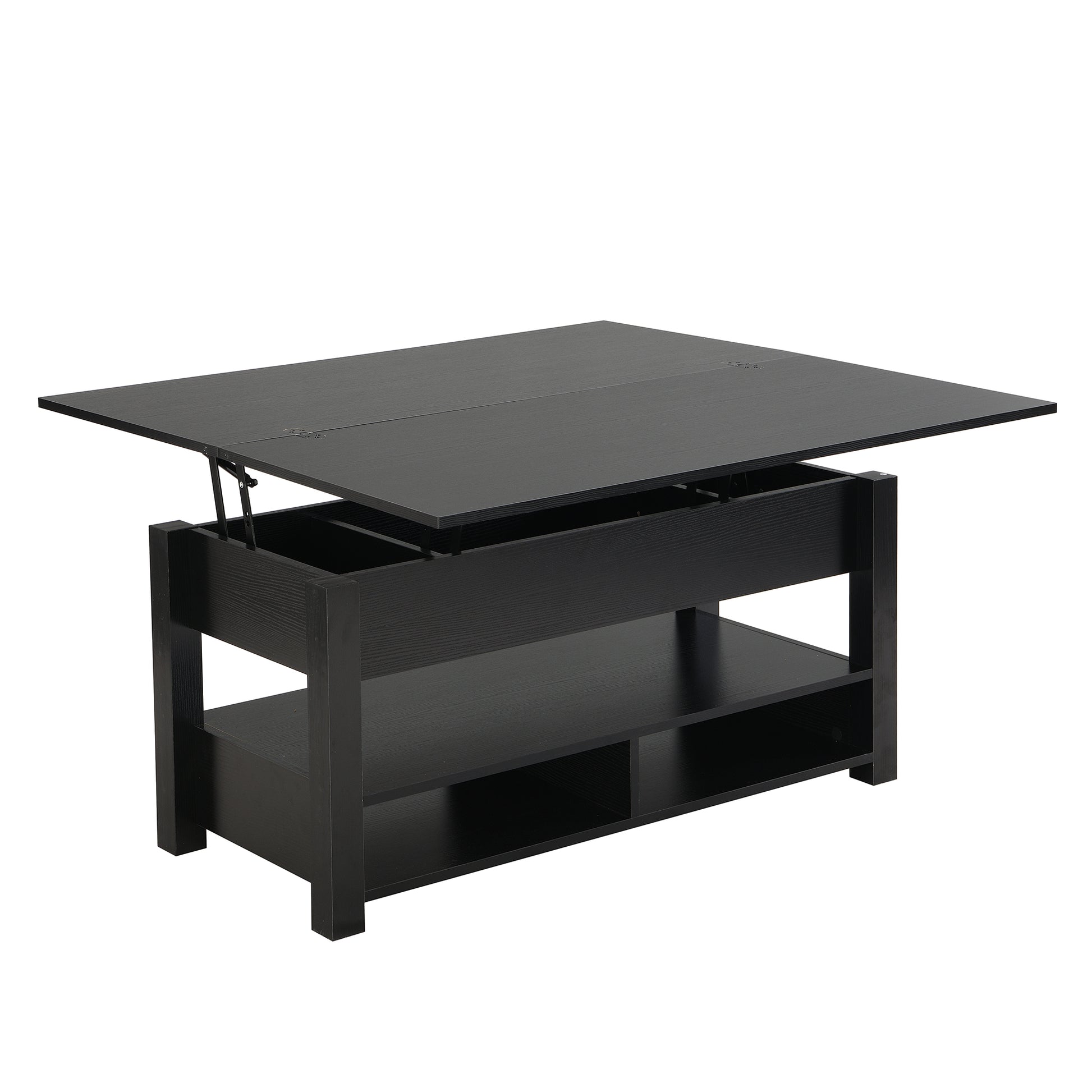 Lift Top Coffee Table, Multi Functional Coffee Table With Open Shelves, Modern Lift Tabletop Dining Table For Living Room, Home Office, Black Black Primary Living Space Particle Board