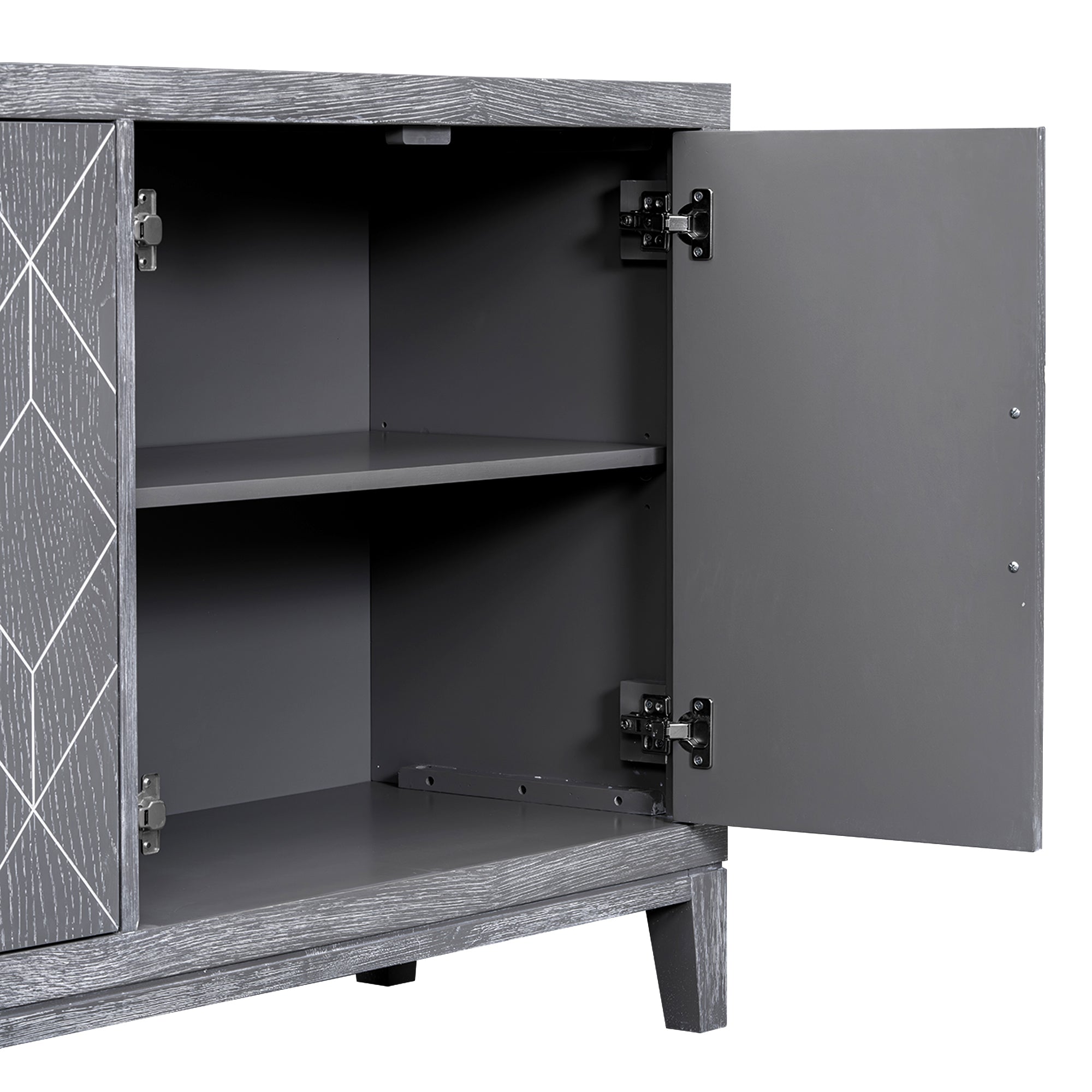 4 door Retro Sideboard with Adjustable Shelves light gray-mdf