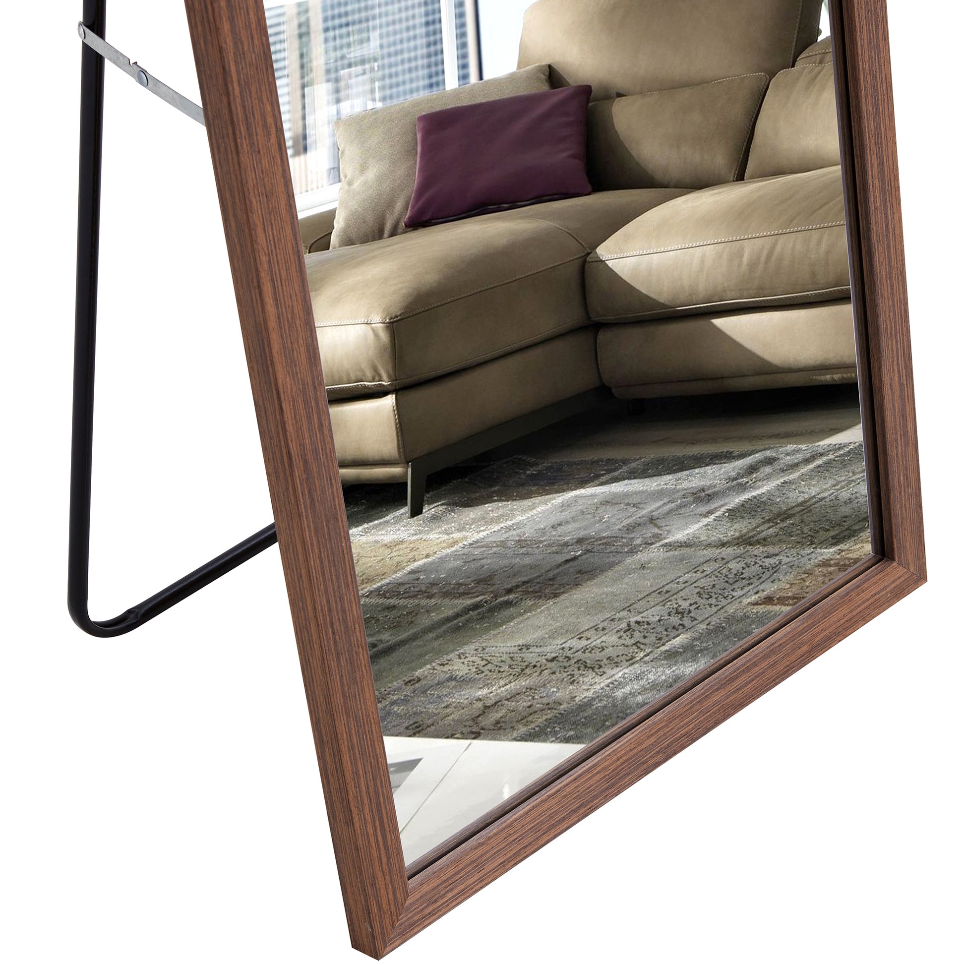 Third Generation Packaging Upgrade, Thickened Border, Brown Wood Grain Solid Wood Frame Full Length Mirror, Dressing Mirror, Bedroom Entrance, Decorative Mirror, And Floor Standing Mirror. 57.9"*18.1" Brown Solid Wood