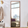 Third Generation Packaging Upgrade, Thickened Border, Brown Wood Grain Solid Wood Frame Full Length Mirror, Dressing Mirror, Bedroom Entrance, Decorative Mirror, And Floor Standing Mirror.65