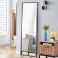 Third Generation Packaging Upgrade, Thickened Frame, Gray Wood Grain Solid Wood Frame Full Length Mirror, Dressing Mirror, Bedroom Entrance, Decorative Mirror, Floor Standing Mirror. 65