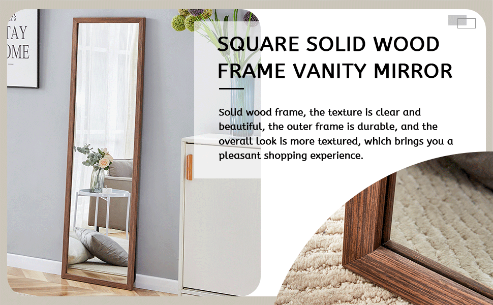 Third Generation Packaging Upgrade, Thickened Border, Brown Wood Grain Solid Wood Frame Full Length Mirror, Dressing Mirror, Bedroom Entrance, Decorative Mirror, And Floor Standing Mirror. 57.9"*18.1" Brown Solid Wood