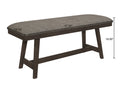 1Pc Dark Brown Finish Transitional Bench Upholstered Seat Gray Linen Look Fabric Wooden Furniture Brown Solid Wood