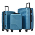 Hardshell Luggage Sets 3 Piece Double Spinner 8 Wheels Suitcase With Tsa Lock Lightweight 20''24''28'' Blue Abs