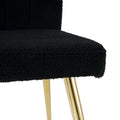 Modern Black Teddy Wool Dining Chair, Upholstered Chair With Fabric Accent Side Chair With Gold Plated Metal Legs For Family Furniture Living Room, Bedroom, Kitchen, Dining Room Set Of 4 Black Metal