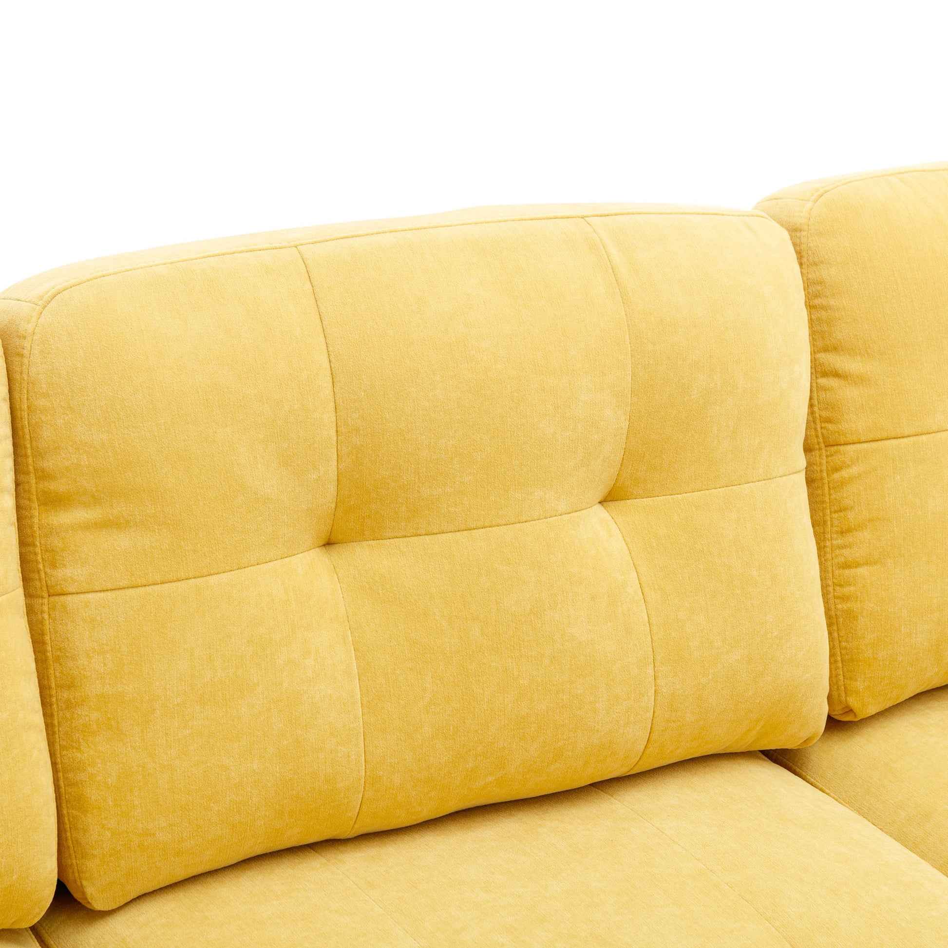 110" L Shape Convertible Sectional Sofa Couch With Movable Ottoman For Living Room, Apartment, Office, Yellow Yellow Foam Velvet 4 Seat