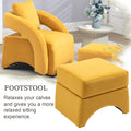 House Hold Accent Chair With Ottoman, Mid Century Modern Barrel Chair Upholstered Club Tub Round Arms Chair For Living Room Mustard Yellow Velvet