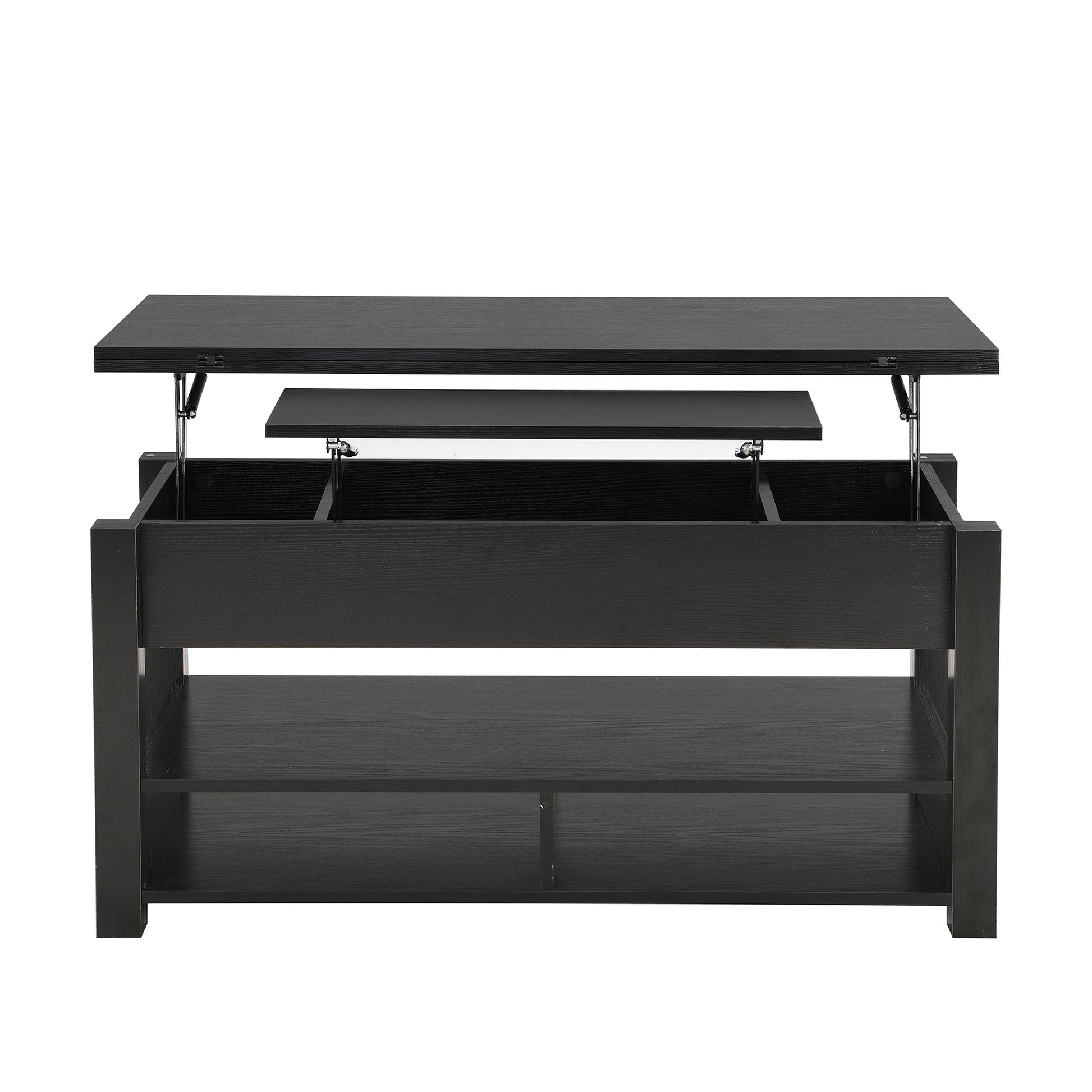 Lift Top Coffee Table, Multi Functional Coffee Table With Open Shelves, Modern Lift Tabletop Dining Table For Living Room, Home Office, Black Black Primary Living Space Particle Board