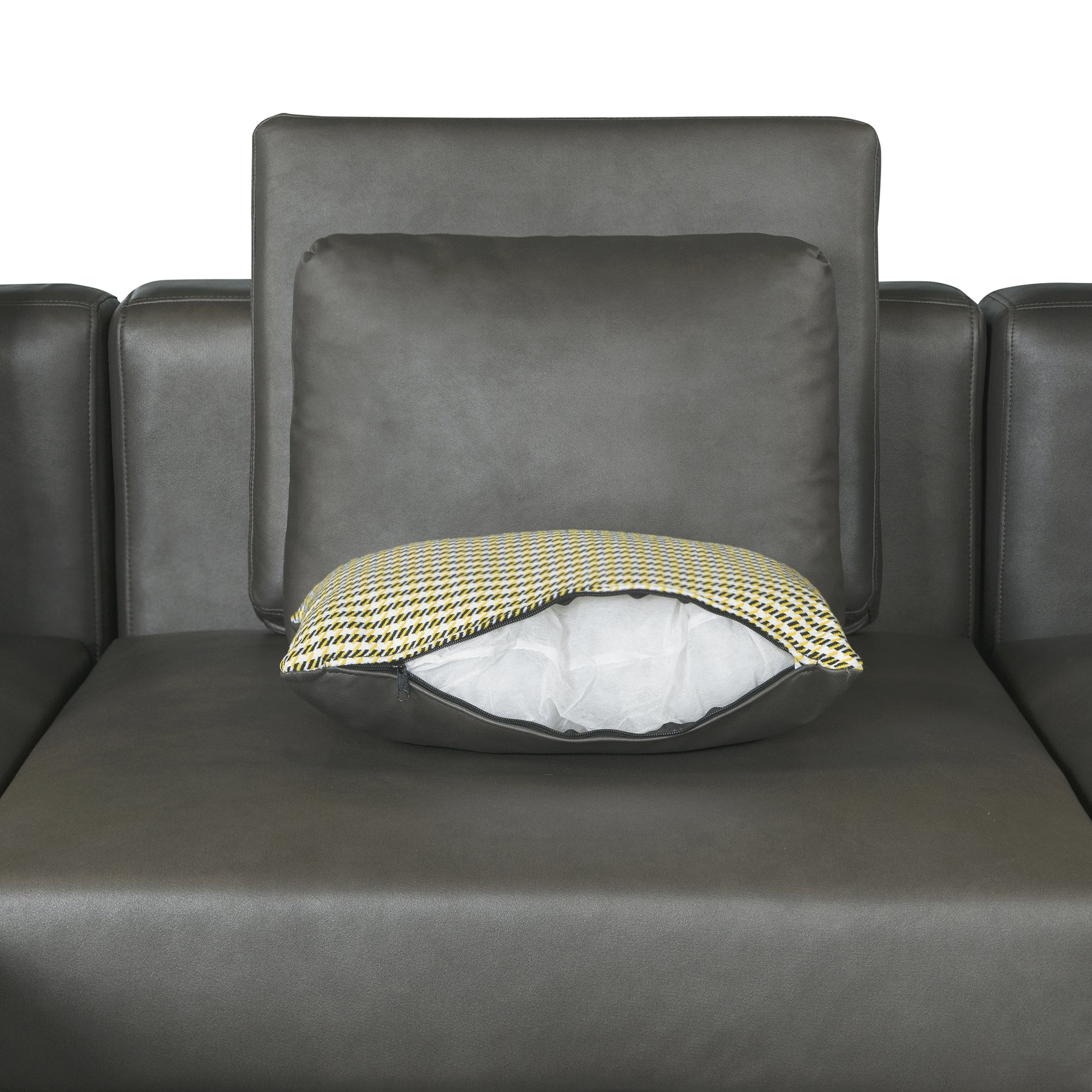 112.7" Modular Sectional Sofa Corner Sofa Chaise Lounge With Movable Ottoman For Living Room, Black Black Foam Palomino Fabric