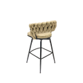 Technical Leather Woven Bar Stool Set Of 2,Black Legs Barstools No Adjustable Kitchen Island Chairs,360 Swivel Bar Stools Upholstered Counter Stool Arm Chairs With Back Footrest, Light Brown Metal Light Brown Kitchen Dining Chairs Foam Technical Leather