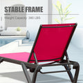 Outdoor Lounge Chair, Aluminum Plastic Patio Chaise Lounge With Side Table & 5 Position Adjustable Backrest & Wheels, All Weather Reclining Chair For Outside Beach Poolside Lawn, Rose Red Rose Red Aluminum