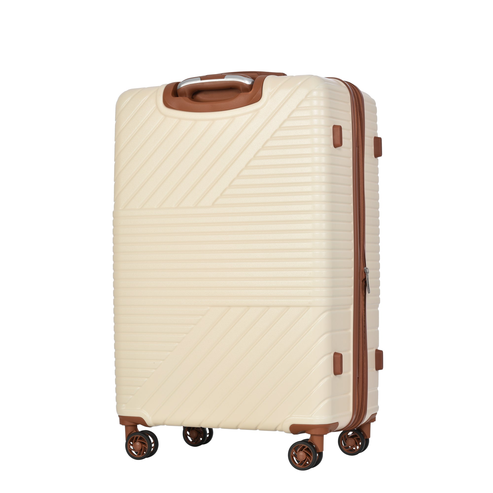 Hardshell Luggage Sets 3 Piece double spinner 8 wheels brown white-abs