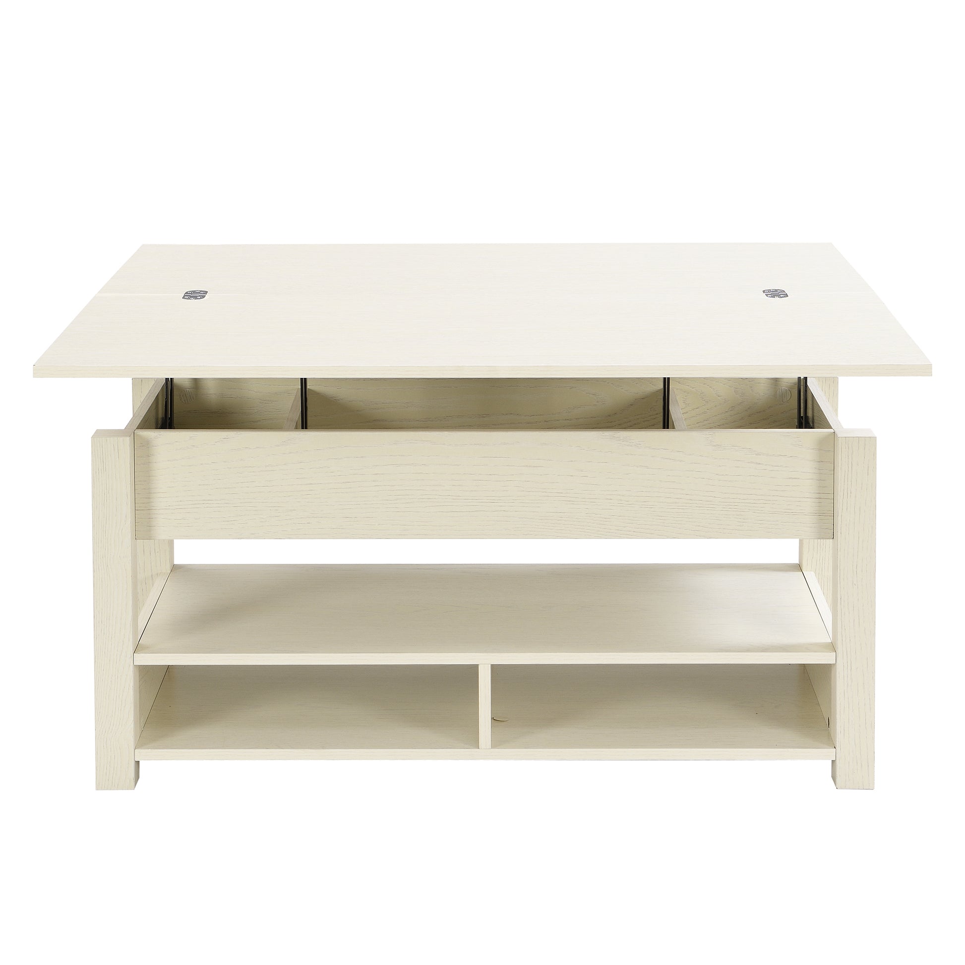 Lift Top Coffee Table, Multi Functional Coffee Table With Open Shelves, Modern Lift Tabletop Dining Table For Living Room, Home Office, Rustic Ivory Ivory Primary Living Space Particle Board