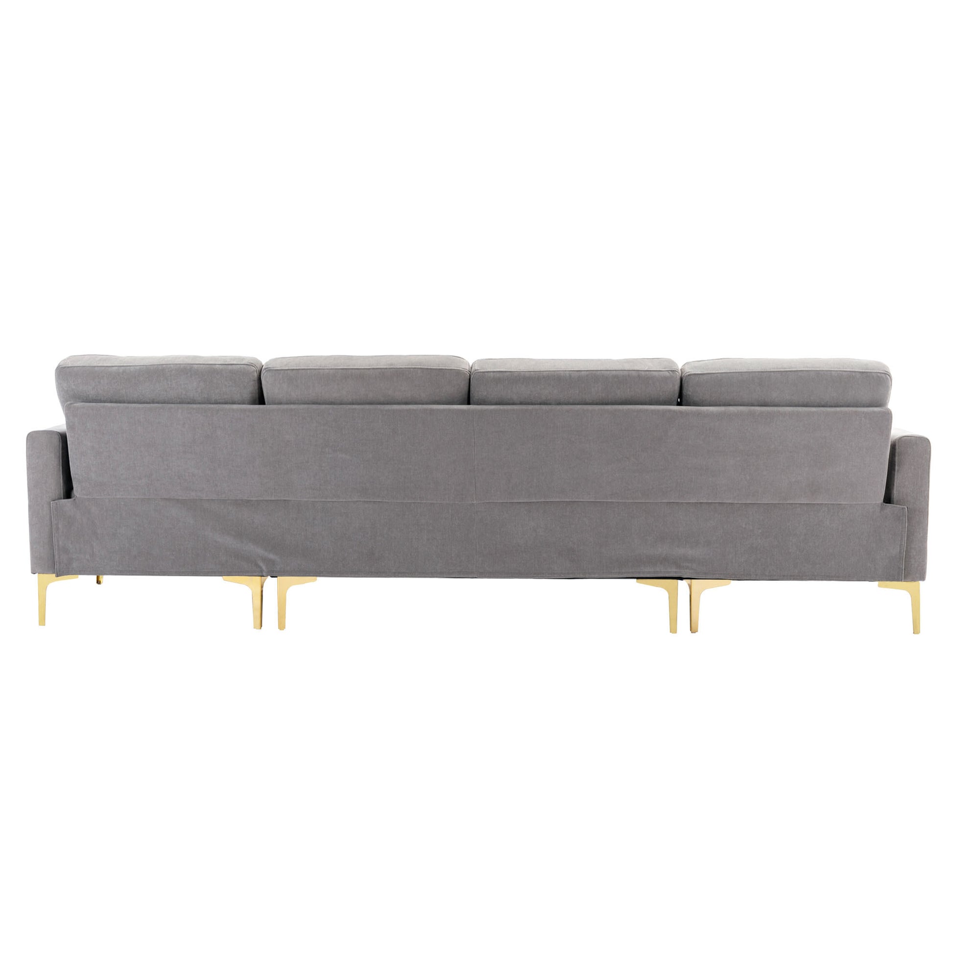 110" L Shape Convertible Sectional Sofa Couch With Movable Ottoman For Living Room, Apartment, Office, Light Grey Light Grey Foam Velvet 4 Seat