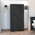 Three Door Armoire Clark, Bedroom, Black Black Particle Board Engineered Wood