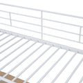 Twin Size Metal Loft Bed With 3 Layers Of Shelves And L Shaped Desk, White White Metal