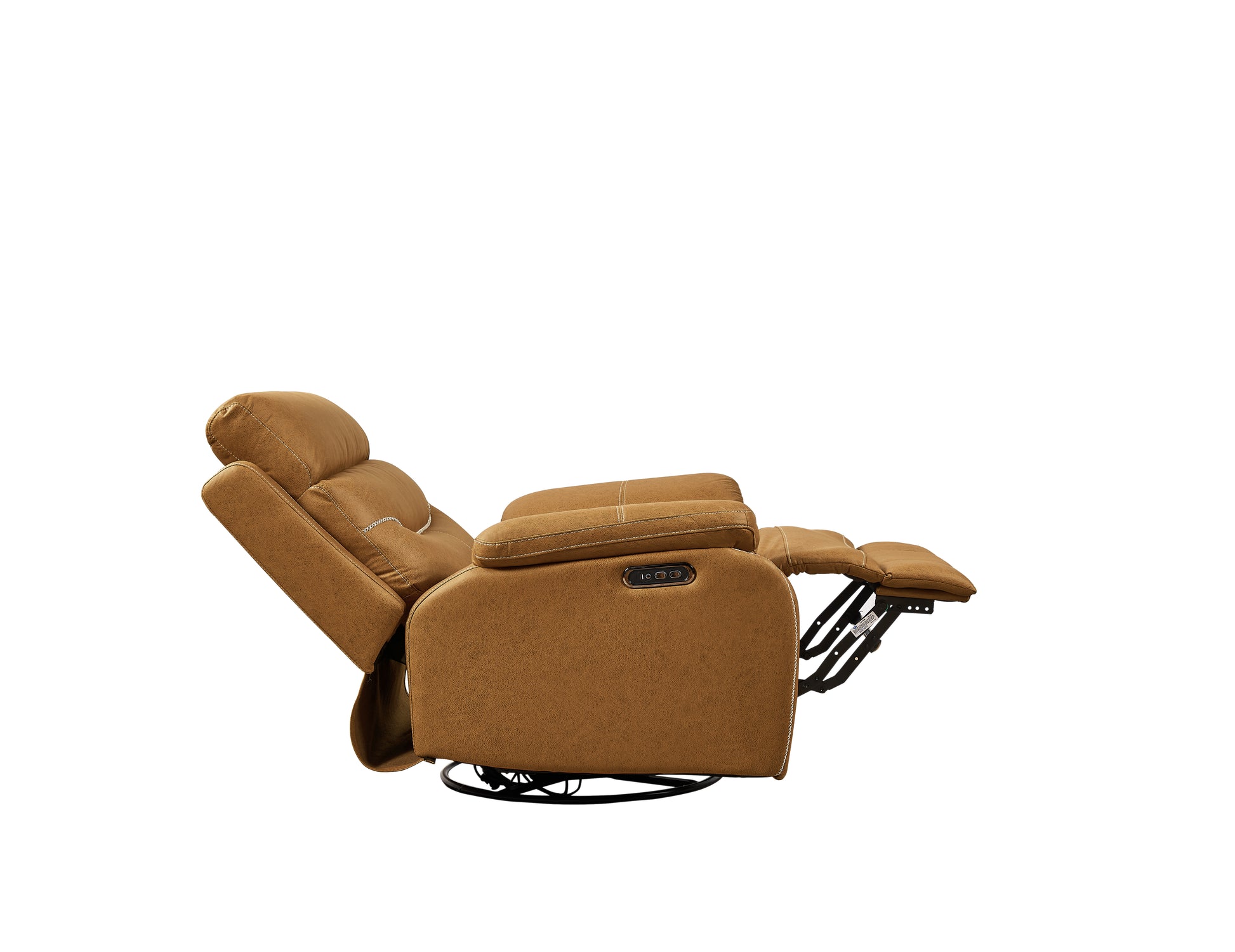 Liyasi Dual Okin Motor Rocking And 240 Degree Swivel Single Sofa Seat Recliner Chair Infinite Position ,Head Rest With Power Function Yellow Brown Polyester Metal Power Remote Primary Living Space Soft Cushion Back American Design Beech Pillow Top Arms