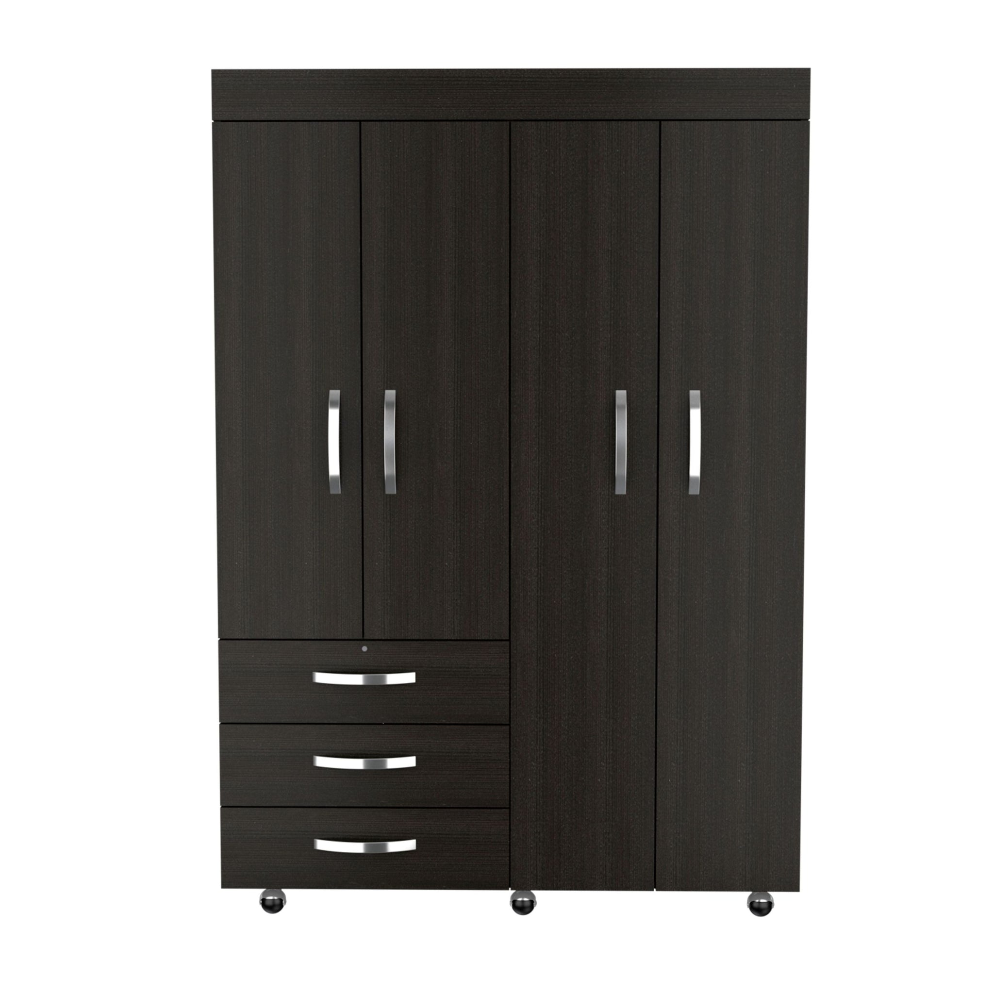 Mobile Armoire Velvet, Bedroom, Black Black Particle Board Engineered Wood