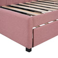 Upholstered Daybed With Trundle Twin Size Sofa Bed Frame No Box Spring Needed, Linen Fabric Pink Pink Linen