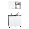 Alexandria 2 Piece Kitchen Set, Wall Cabinet Utility Sink, White White Particle Board Engineered Wood