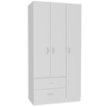 Three Door Armoire Clark, Bedroom, White White Particle Board Engineered Wood