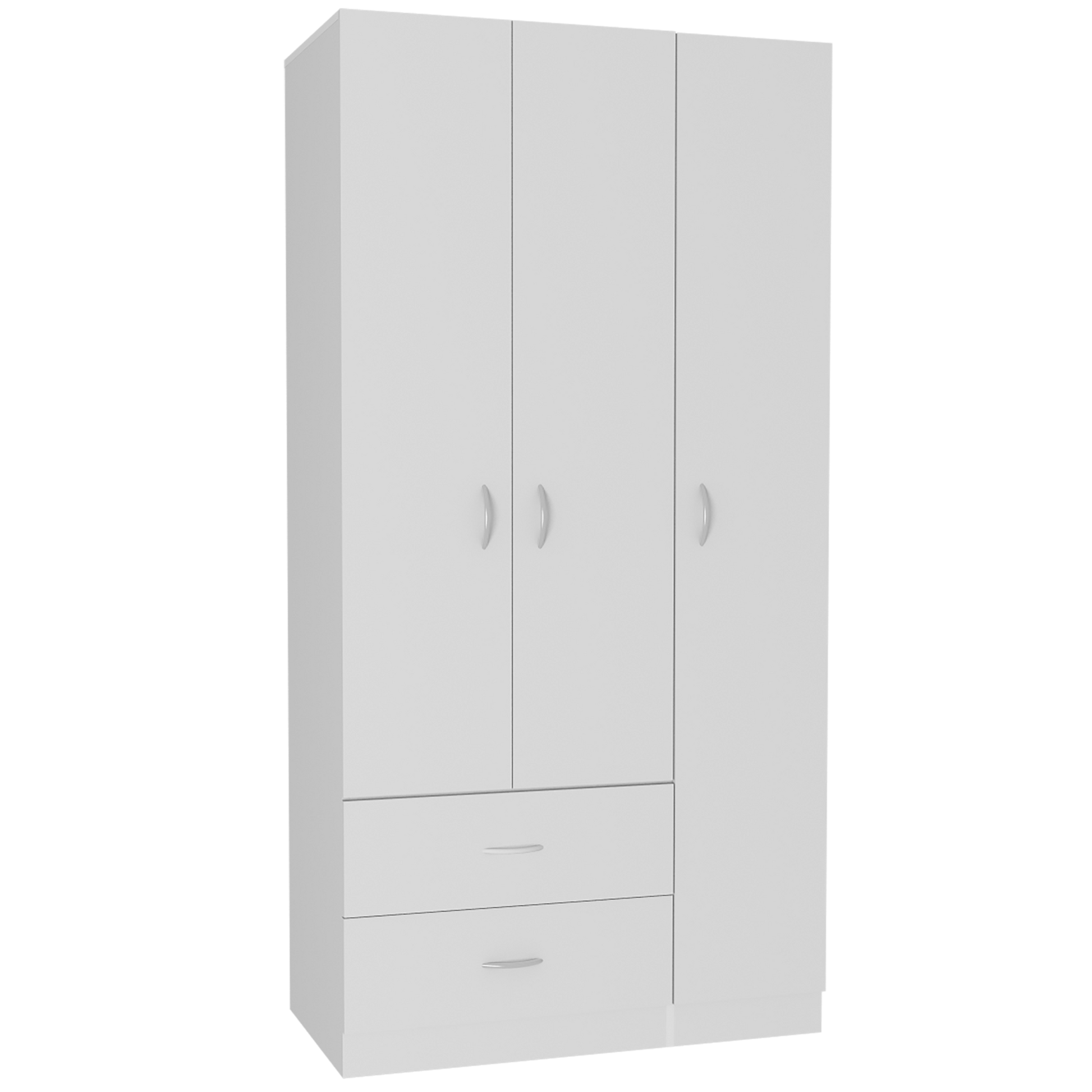 Three Door Armoire Clark, Bedroom, White White Particle Board Engineered Wood