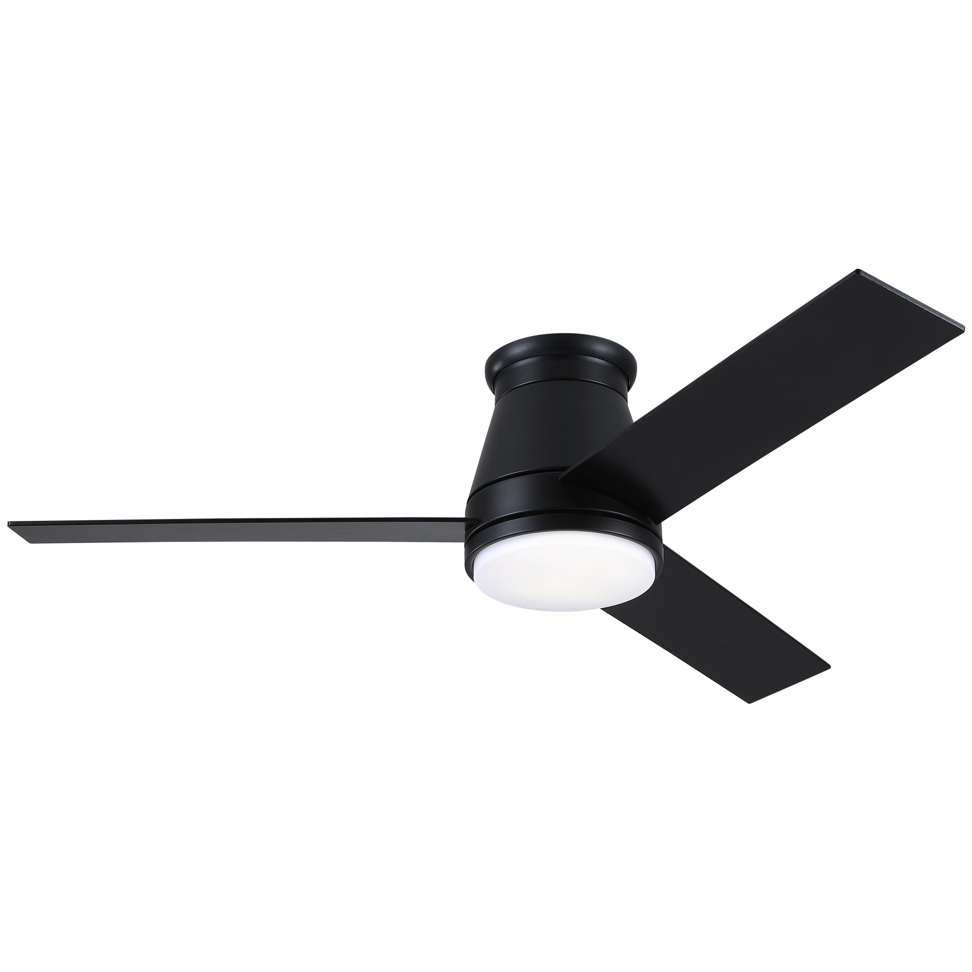 48" Black Lowe Profile Ceiling Fan With Light Black Plywood