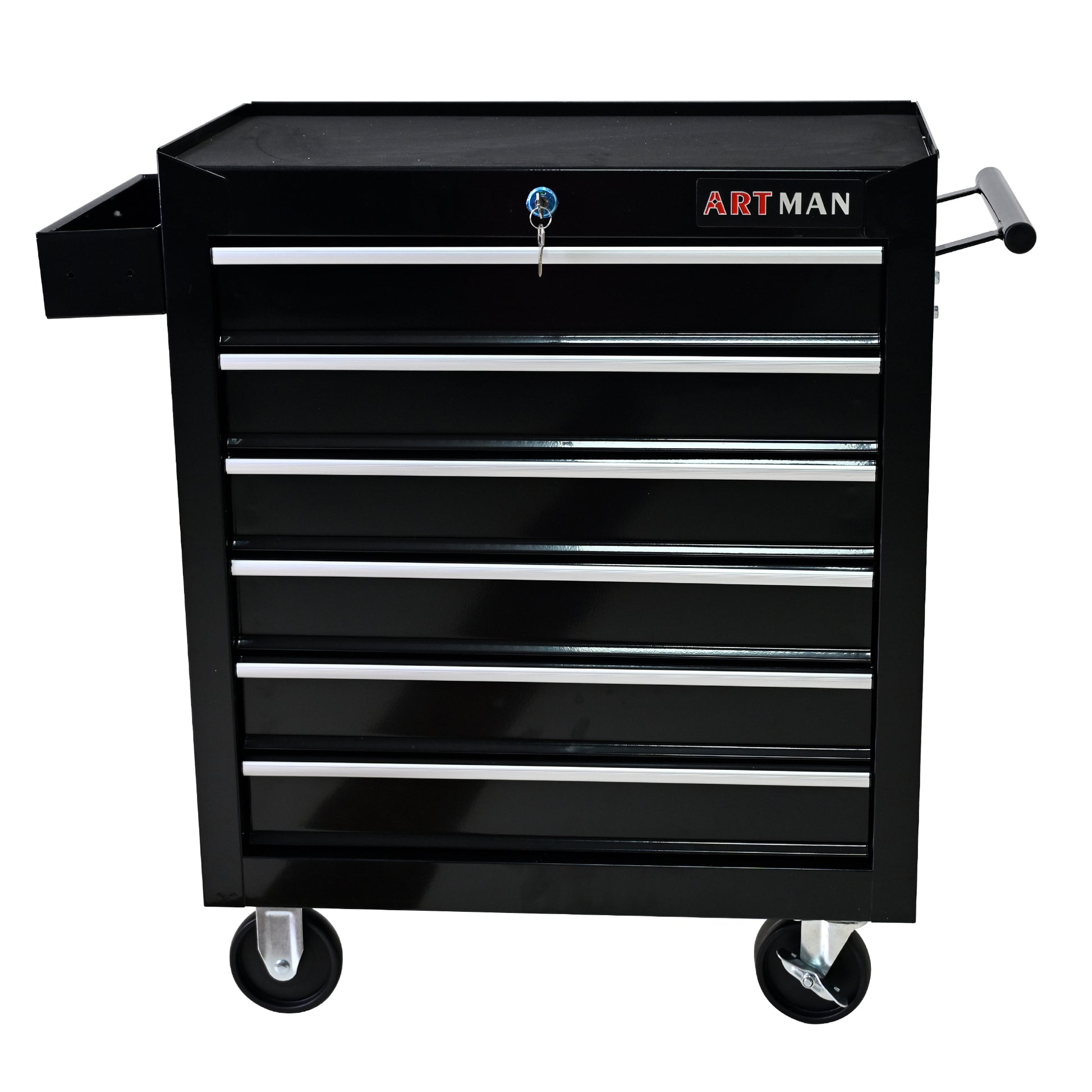 6 Drawers Multifunctional Tool Cart With Wheels Black Black Steel